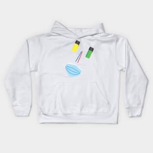 Funny face illustration, Markers, pencils and face mask Kids Hoodie